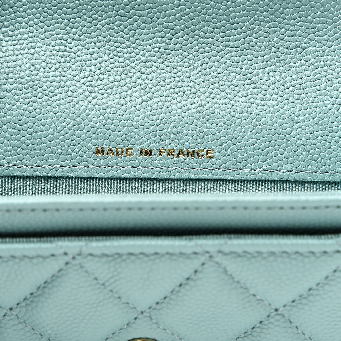 Caviar Quilted Flap Card Holder Wallet Blue