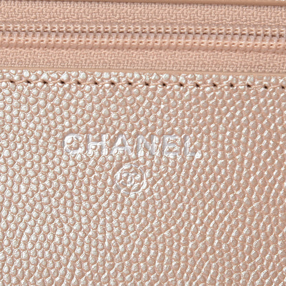 Chanel Metallic Caviar Chevron Quilted Wallet On Chain WOC Light Gold 8 of 11
