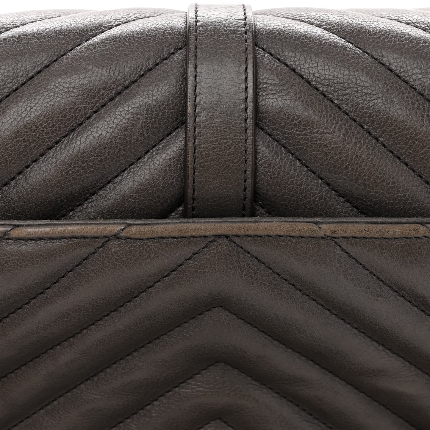 Sheepskin Matelasse Chevron Monogram Medium College Bag Light Coal