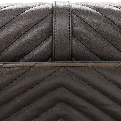 Saint Laurent Sheepskin Matelasse Chevron Monogram Medium College Bag Light Coal 10 of 12