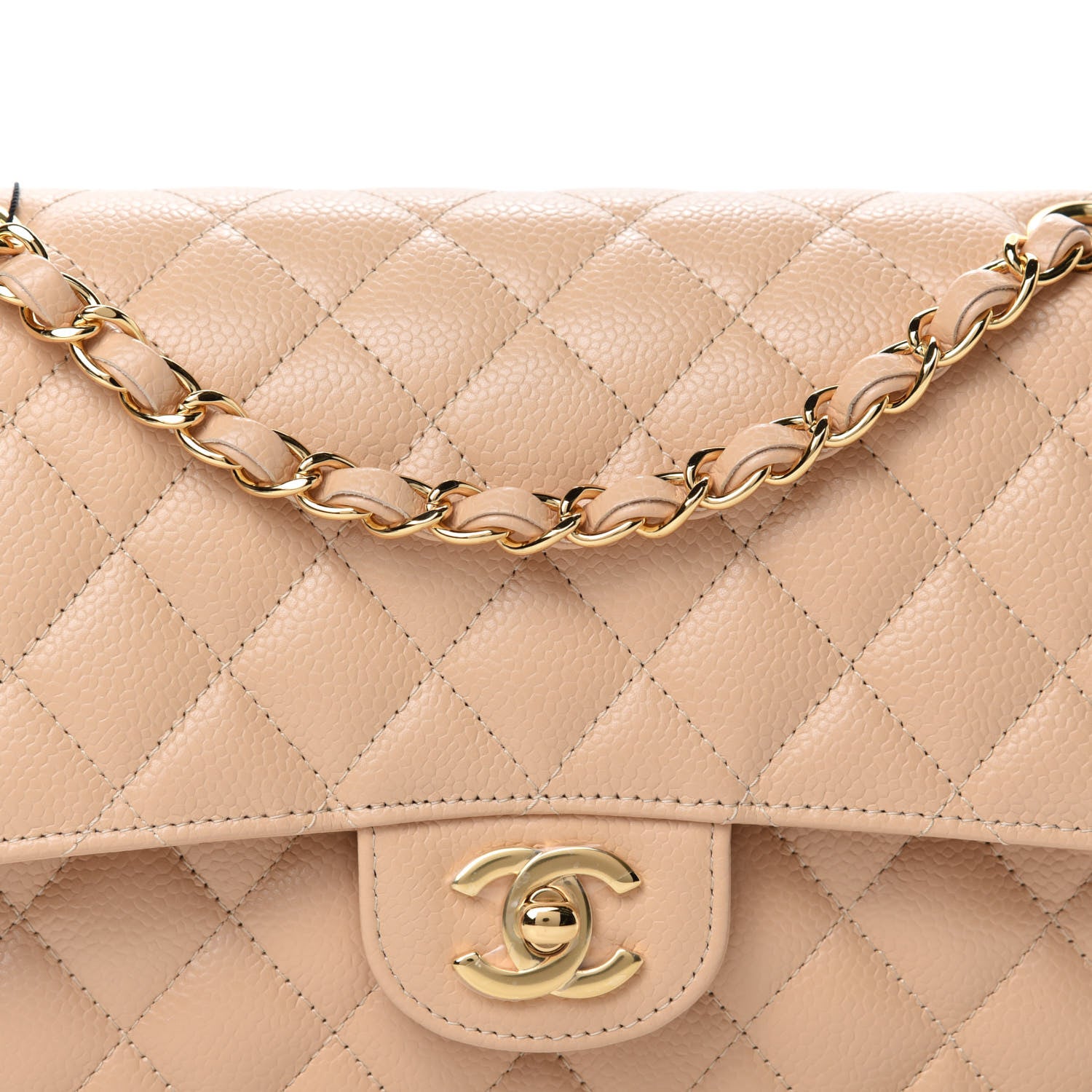 Chanel Caviar Quilted Medium Double Flap Beige 10 of 11