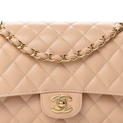 Chanel Caviar Quilted Medium Double Flap Beige 10 of 11