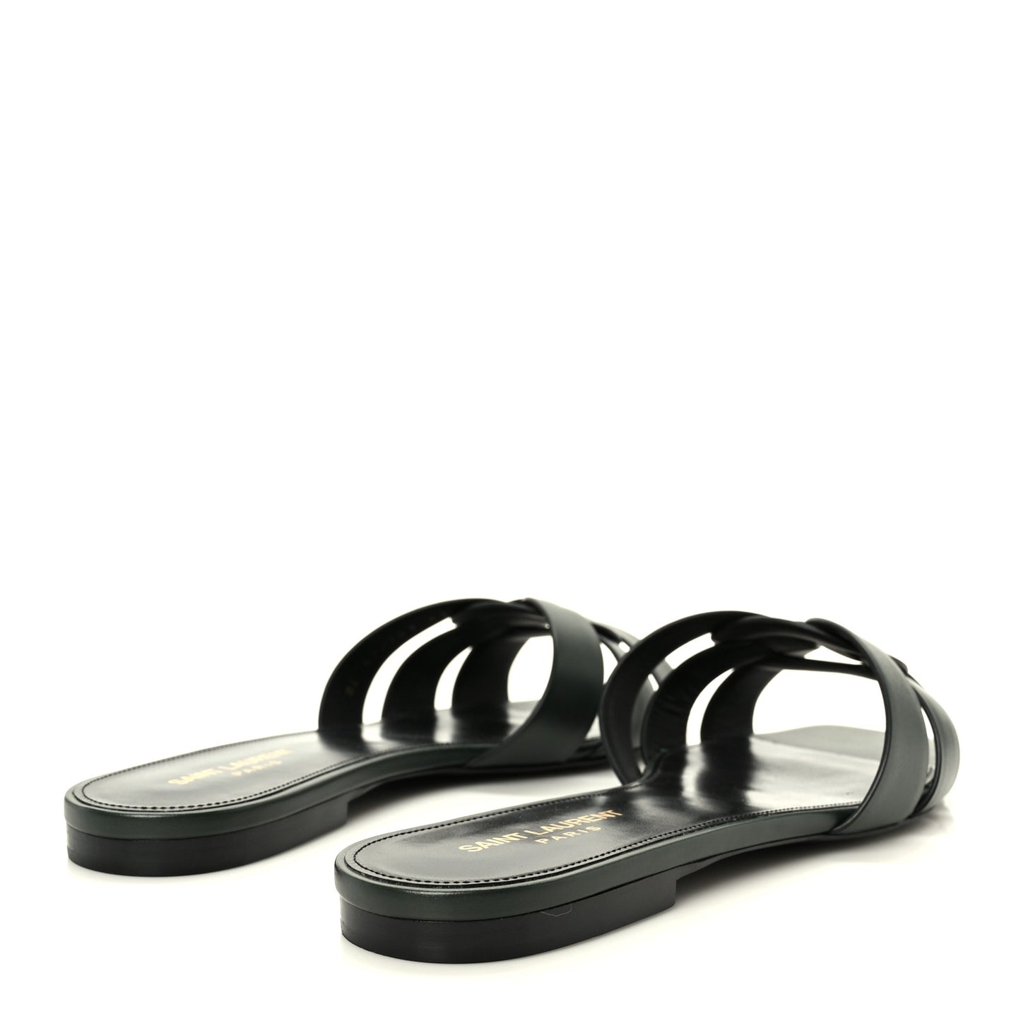 Calfskin Tribute 05 Slide Sandals 41 Vert Fonce