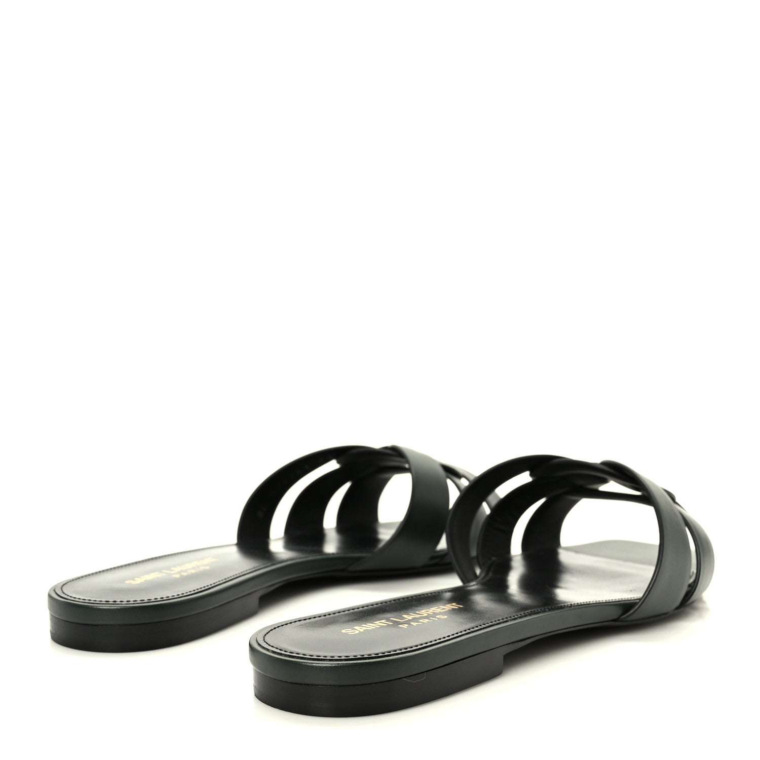 Saint Laurent Calfskin Tribute 05 Slide Sandals 41 Vert Fonce 5 of 10