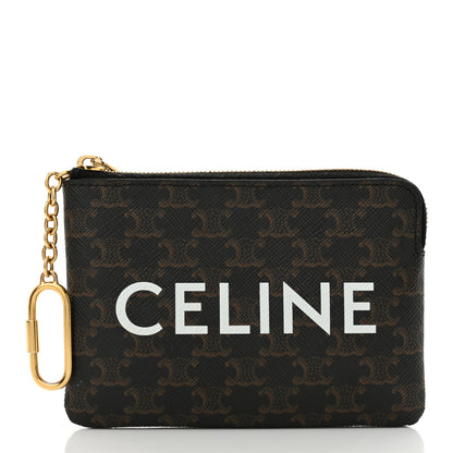 Celine Triomphe Canvas Logo Coin and Card Pouch With Hook Black 3 of 13