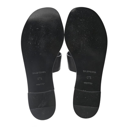 Balenciaga Calfskin Lock-Front Sandals 37.5 Black 5 of 9