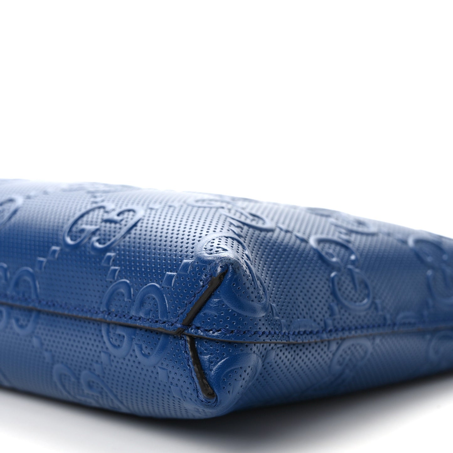 Calfskin GG Tennis Embossed Medium Wristlet Messenger Bag Intense Metal Blue