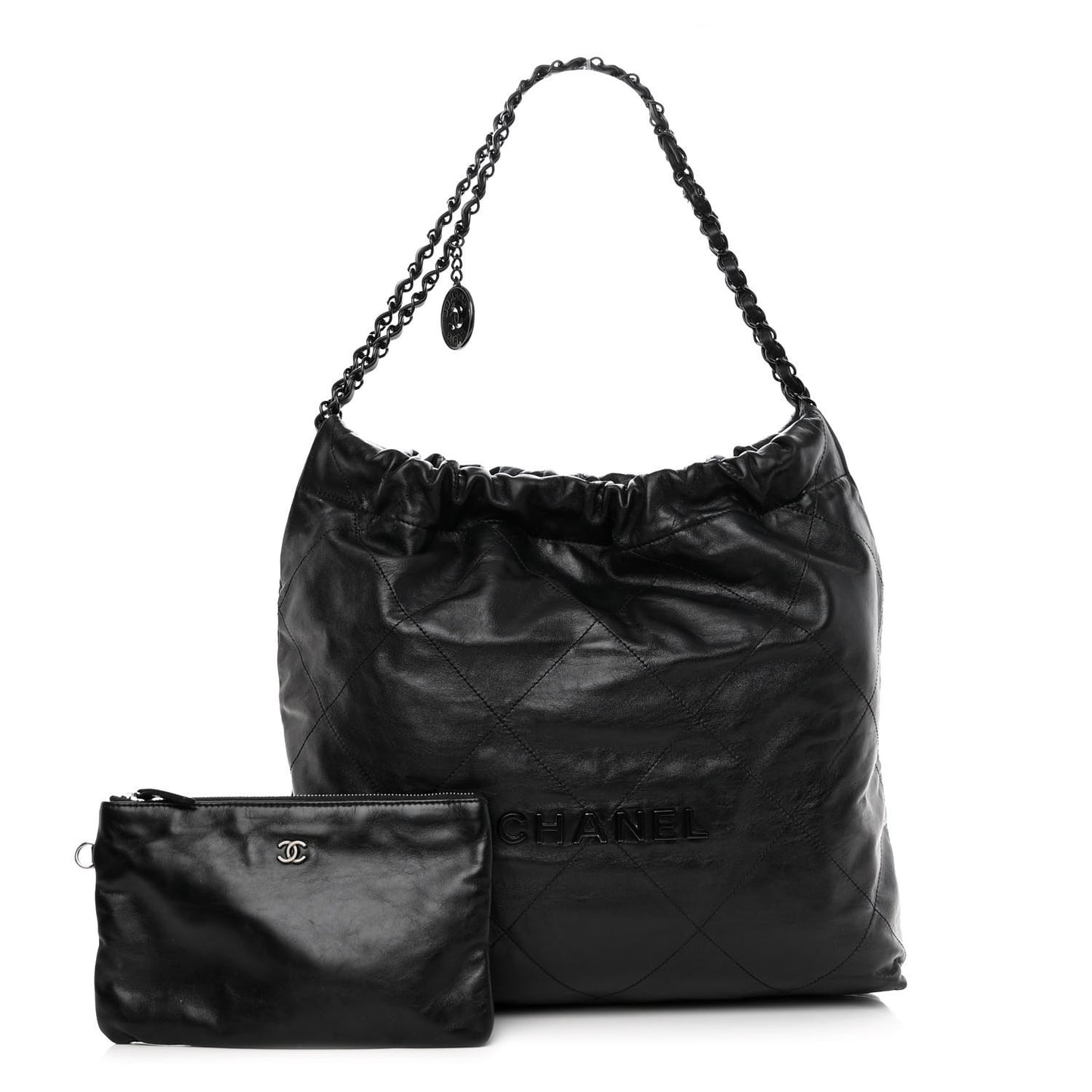 Shiny Calfskin Quilted Chanel 22 So Black