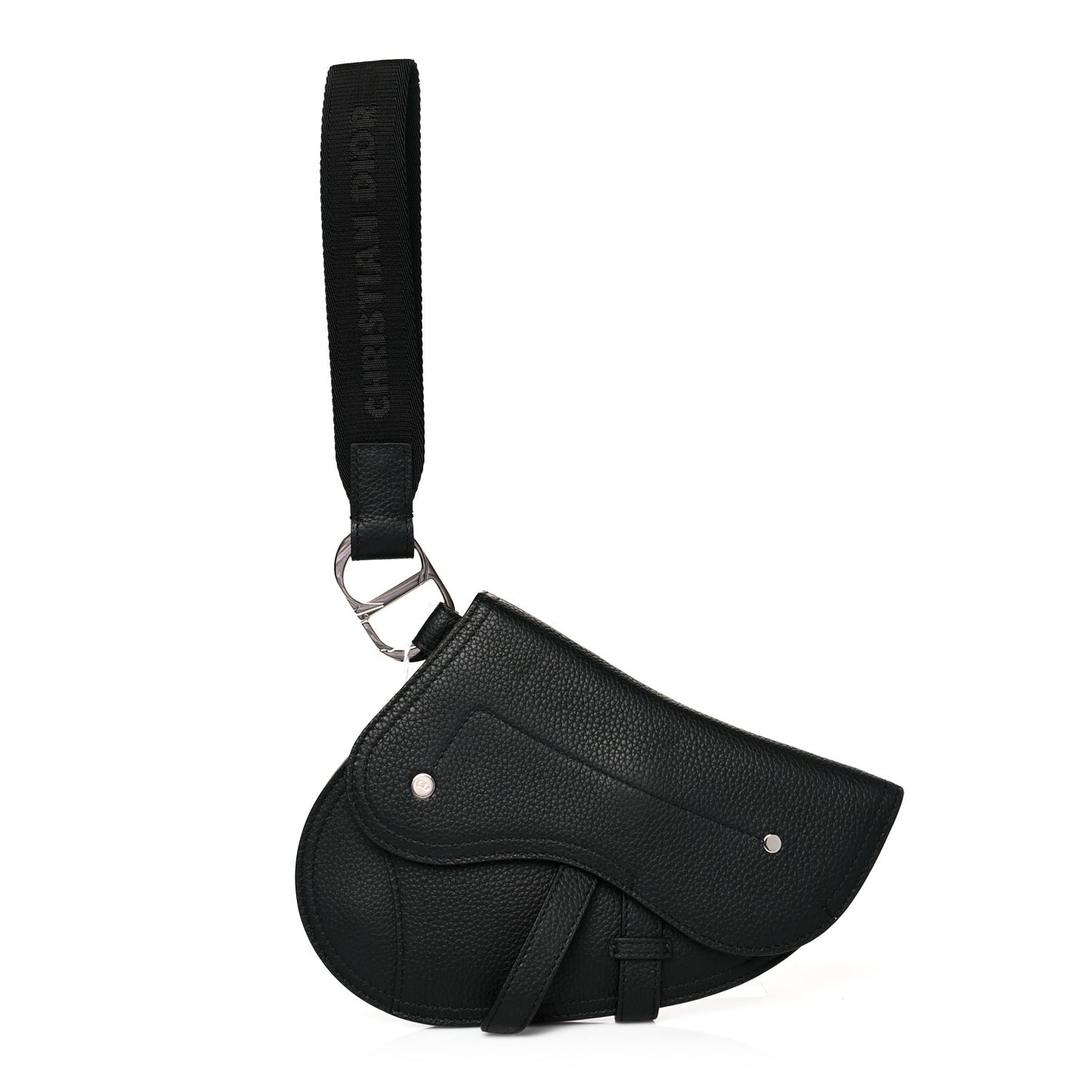 Grained Calfskin Saddle Pouch Belt Bag Black