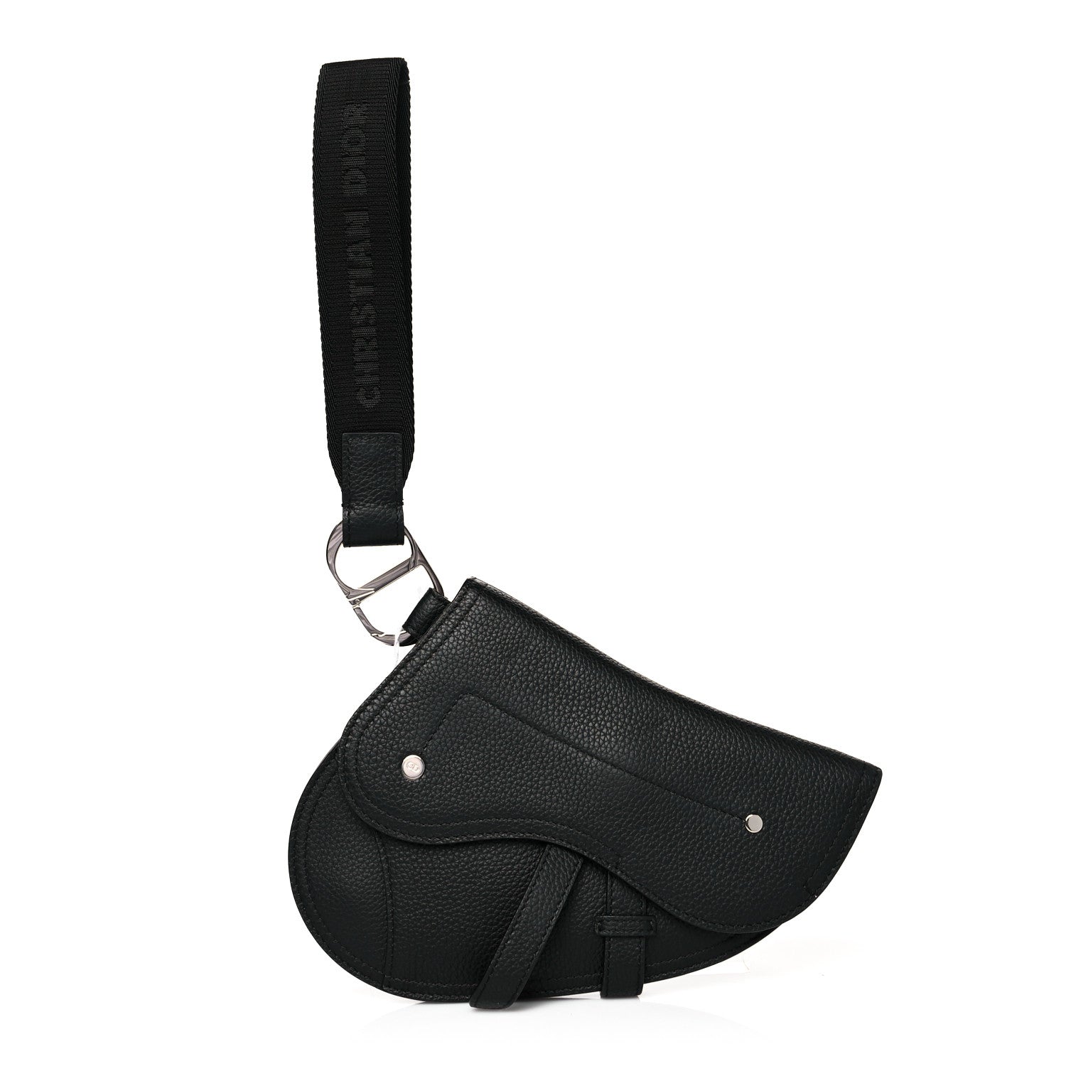 Christian Dior Grained Calfskin Saddle Pouch Belt Bag Black 1 of 10