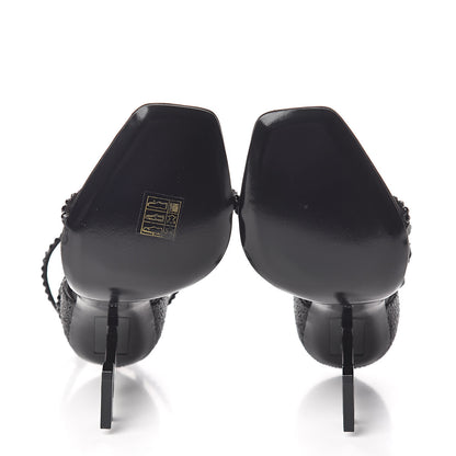 Saint Laurent Satin Crystal Opyum Sandals 38 Black 5 of 8