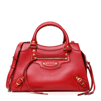 Balenciaga Grained Calfskin Neo Classic Gold Hardware S City Medium Red 1 of 4