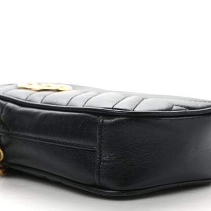 Gucci Calfskin Matelasse Mini GG Marmont Crossbody Bag Black 7 of 9