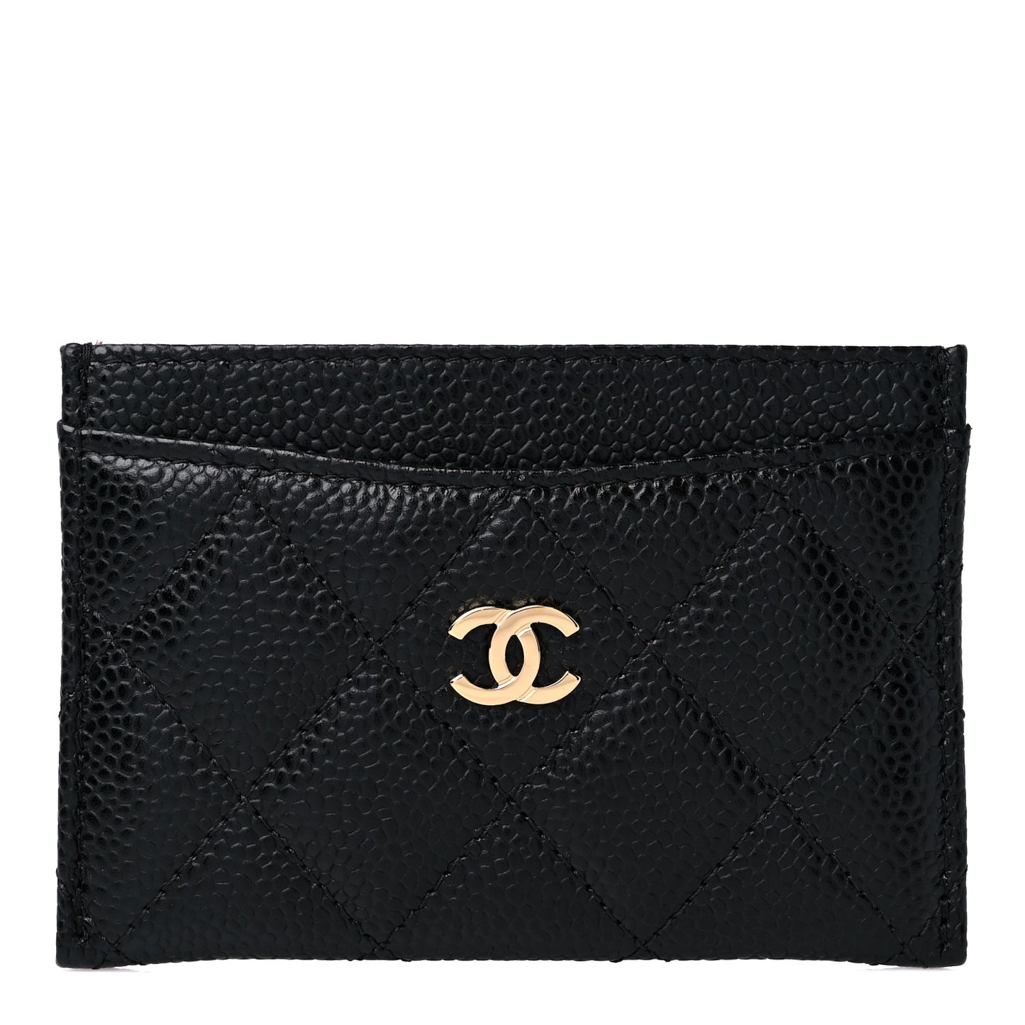 Caviar Quilted Card Holder Black