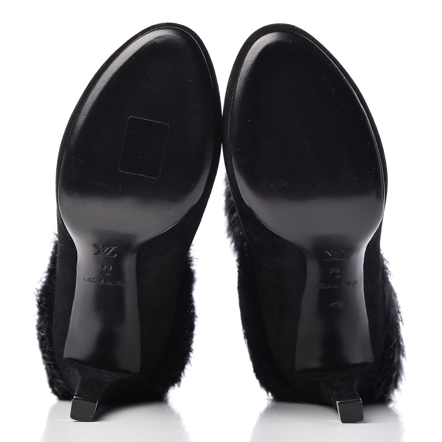 Suede Beaver Fur Glam Ankle Boots 39 Black