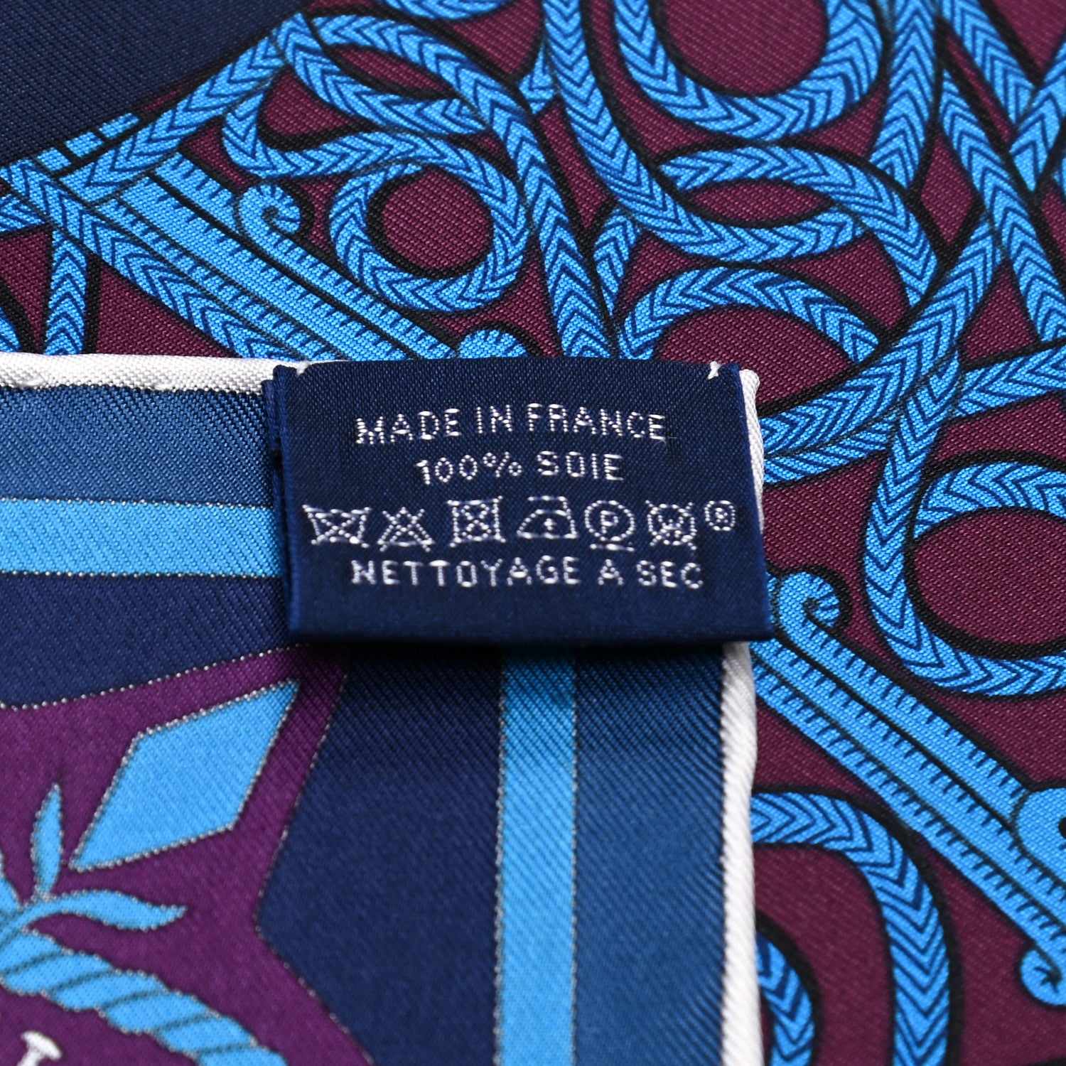 Hermes Silk Zouaves Et Dragons Scarf 90 Marine Bordeaux Cobalt 12 of 12
