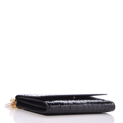 Alexander McQueen Patent Crocodile Embossed Wallet on Chain Black 5 of 9