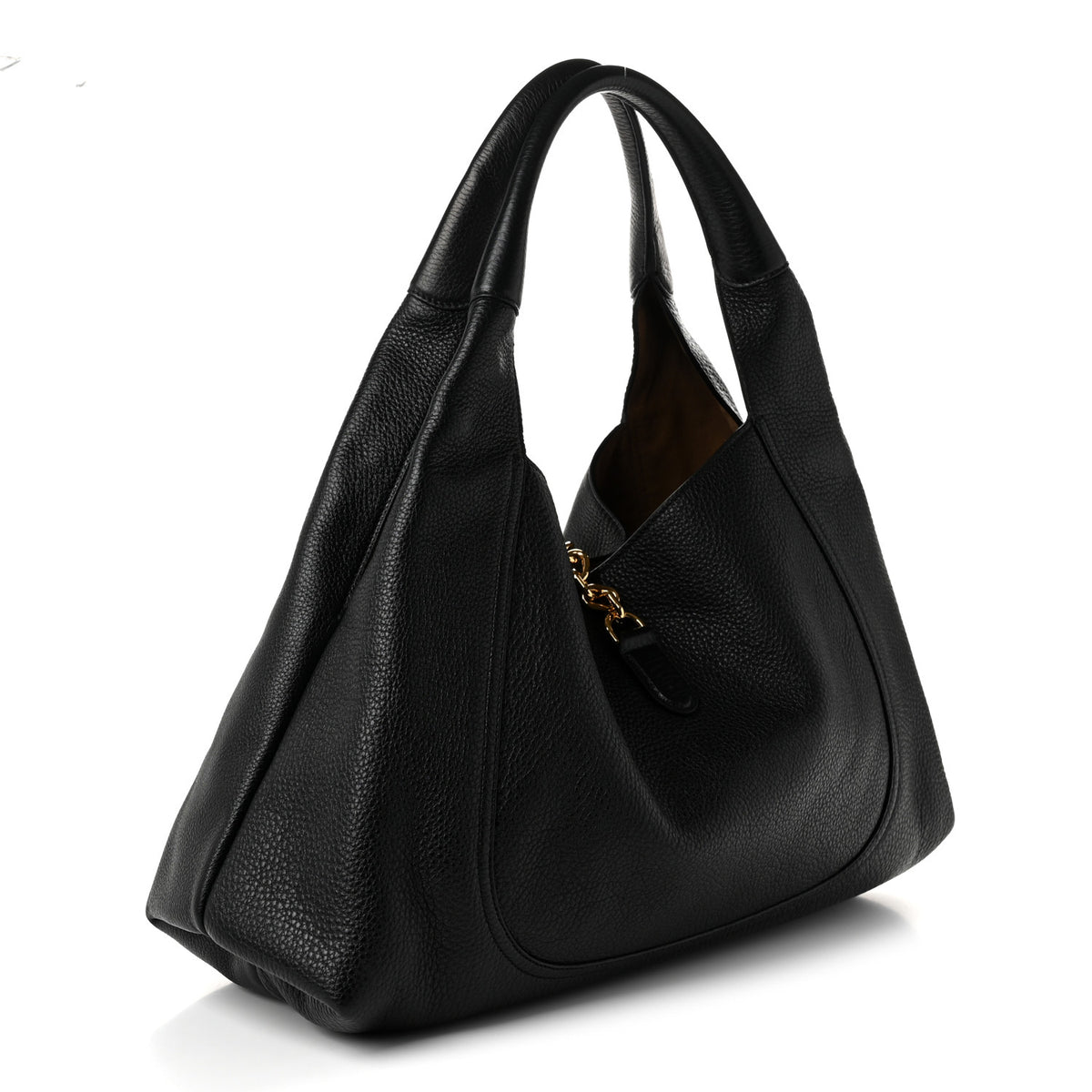 Grained Calfskin Softbit Maxi Shoulder Bag Black
