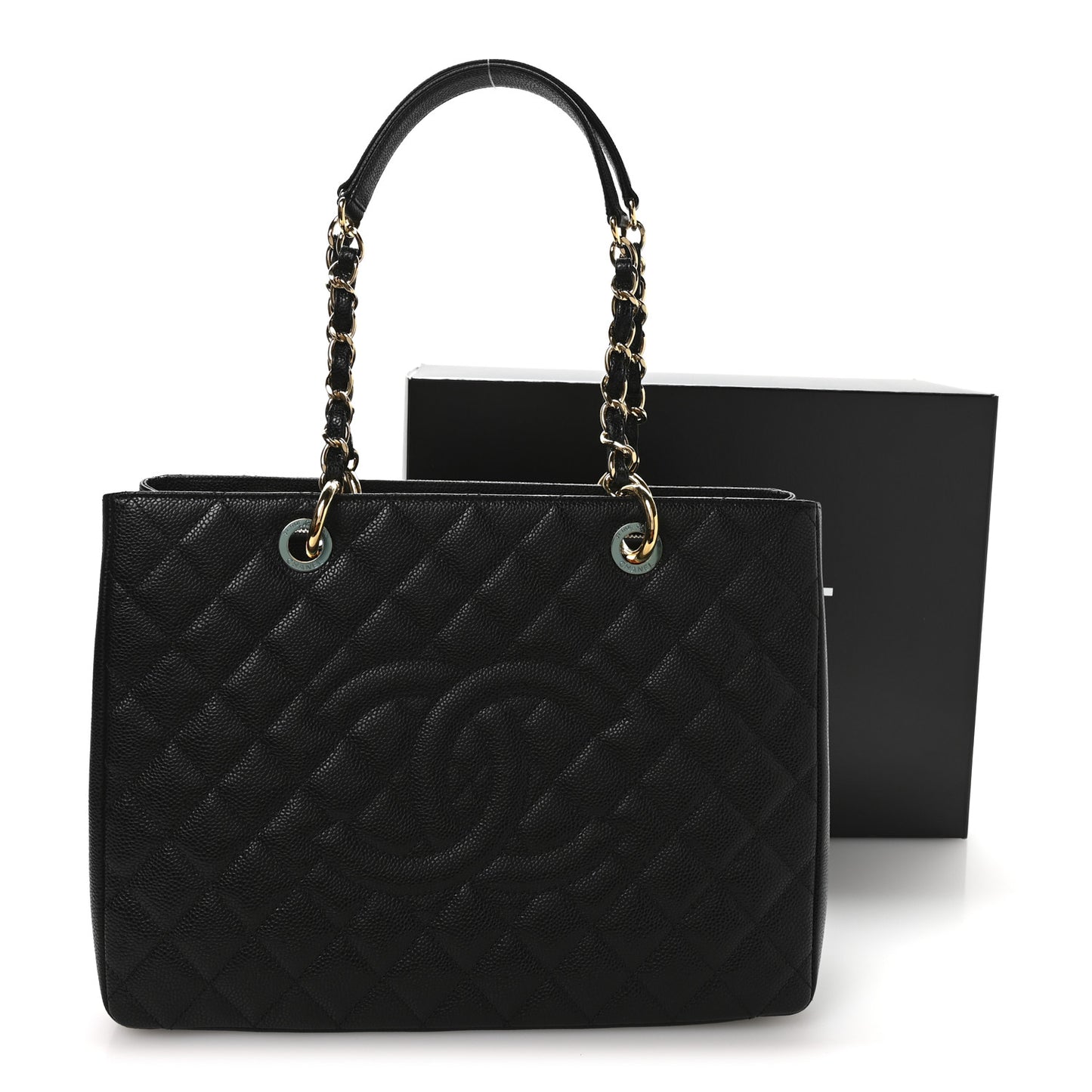 Caviar Quilted Grand Shopping Tote GST Black