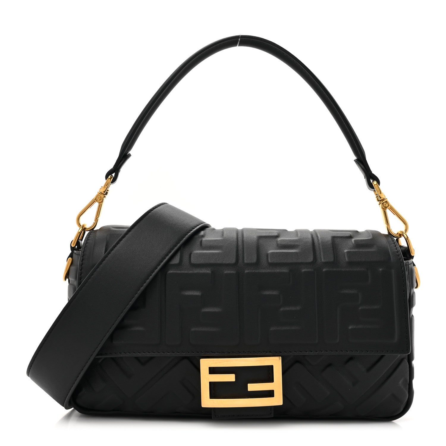 Fendi Nappa FF 1974 Embossed Baguette Black 1 of 11