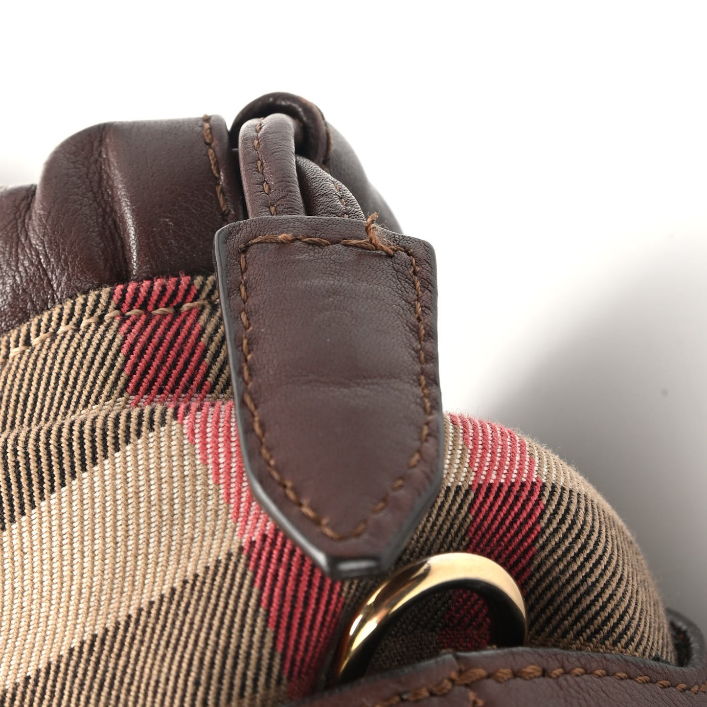 Soft Calfskin House Check Big Crush Tote Brown Ochre