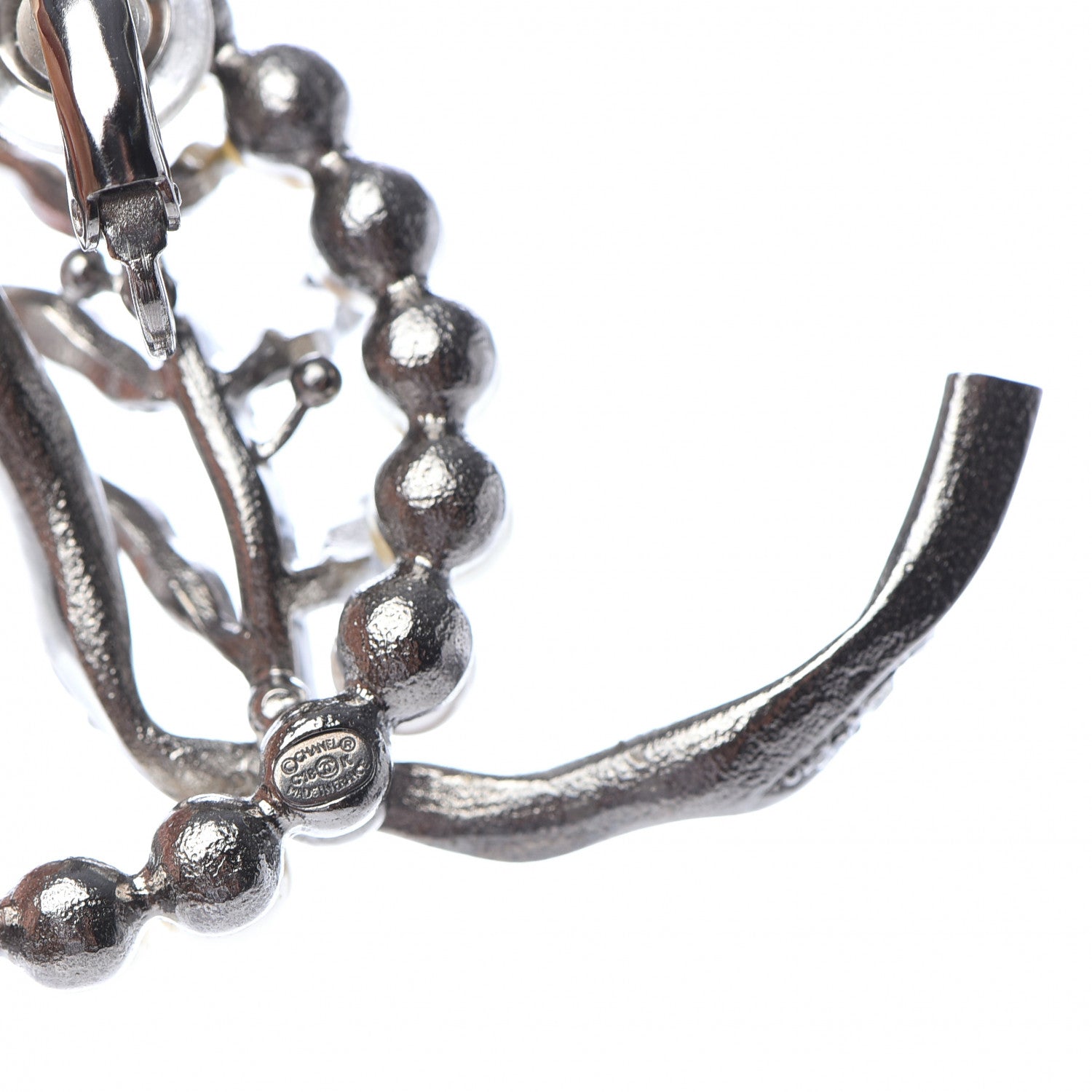 Chanel Crystal Pearl CC Single Clip On Earring Silver 4 of 5