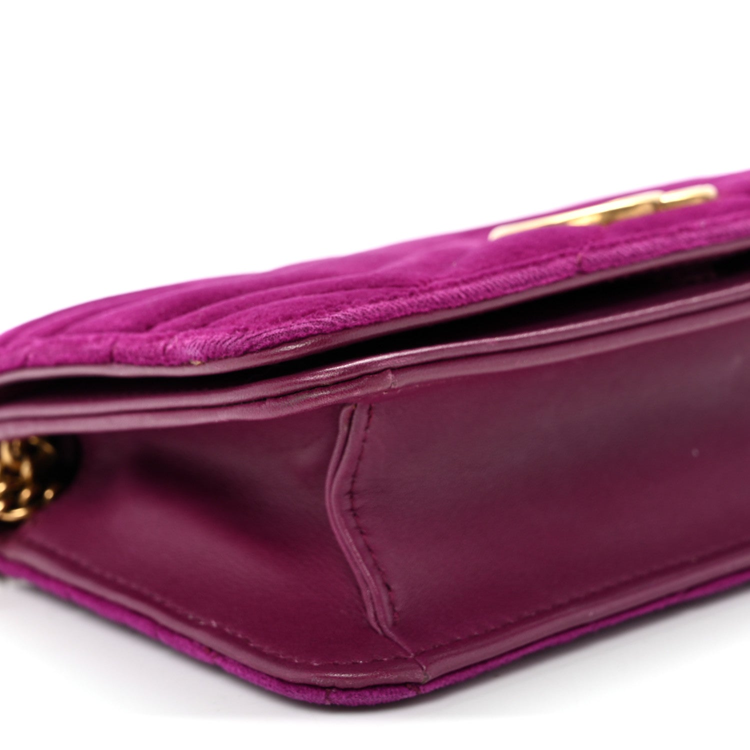 Gucci Velvet Matelasse GG Marmont Mini Bag Fuchsia Violet Cyclamen 8 of 9