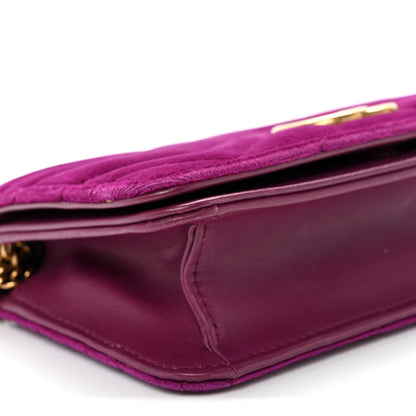 Gucci Velvet Matelasse GG Marmont Mini Bag Fuchsia Violet Cyclamen 8 of 9