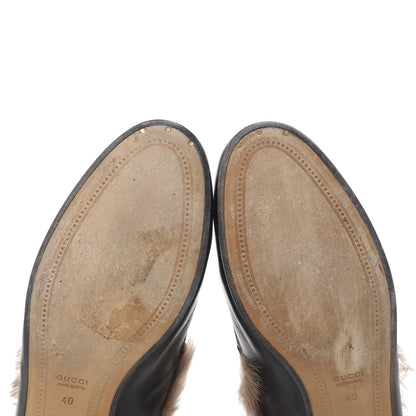Gucci Malaga Kid Fur Womens Jordaan Loafers 40 Black Natural 10 of 13