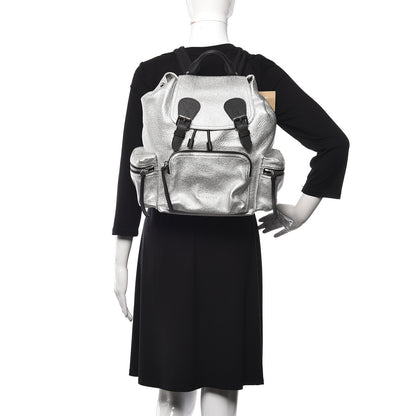 Burberry Metallic Deerskin Medium Rucksack Backpack Silver 2 of 9