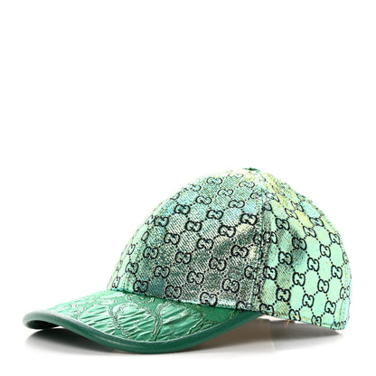 Gucci Silk Blend Jacquard Monogram Santa Barbara Baseball Hat XL Green Black Radiant 1 of 12