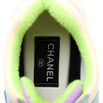 Chanel Nylon Lambskin Suede Calfskin CC Sneakers 39.5 Green Purple Pink 7 of 8
