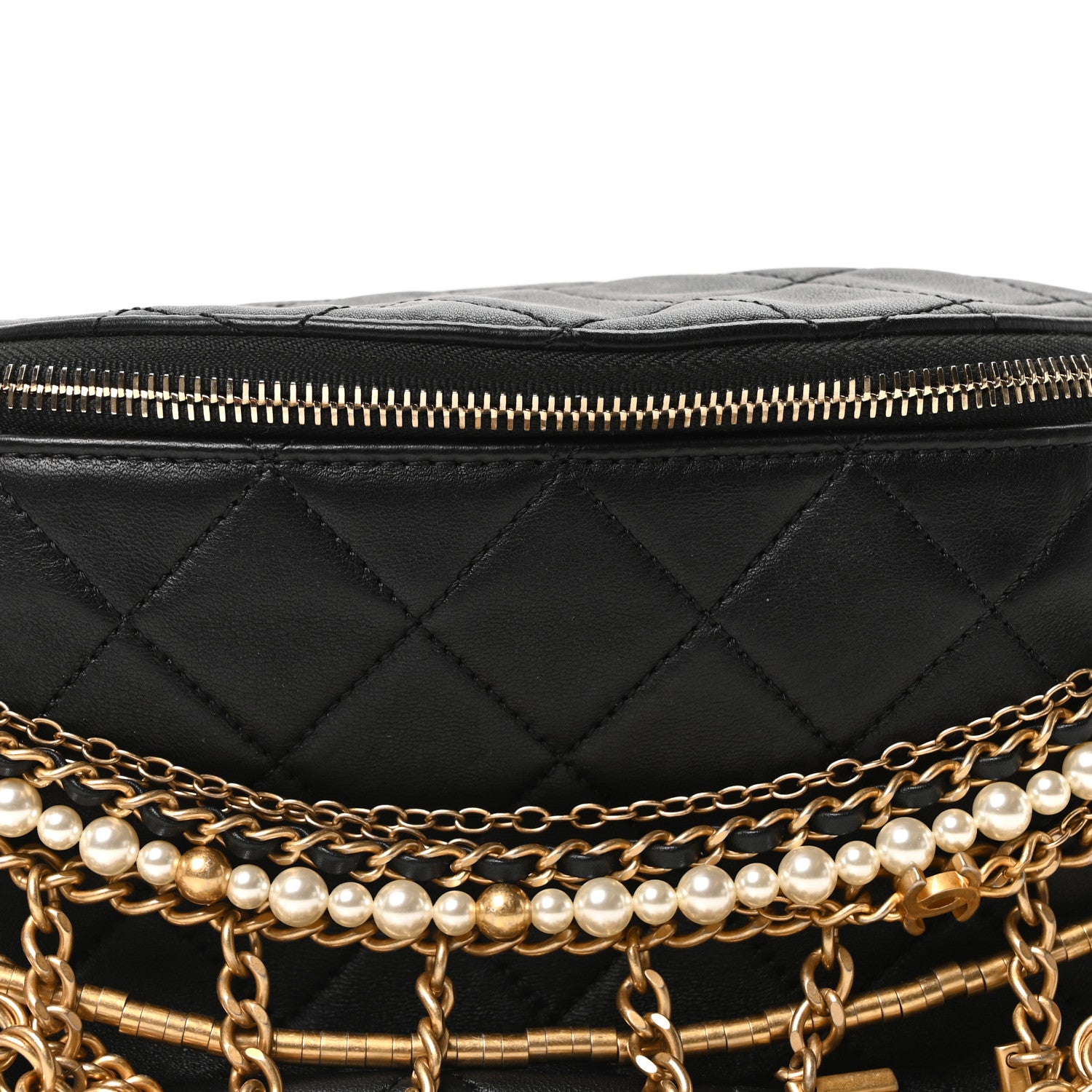 Chanel Lambskin Quilted All About Chains Waist Belt Bag Black 8 of 10