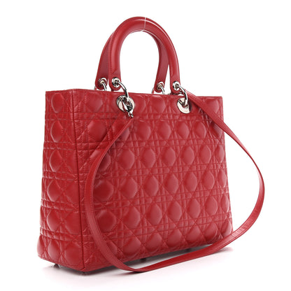 Christian Dior Lambskin Cannage Large Lady Dior Red 3 of 9