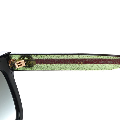 Gucci Acetate Square Frame Web Glitter Sunglasses GG0034S Black Green 5 of 7