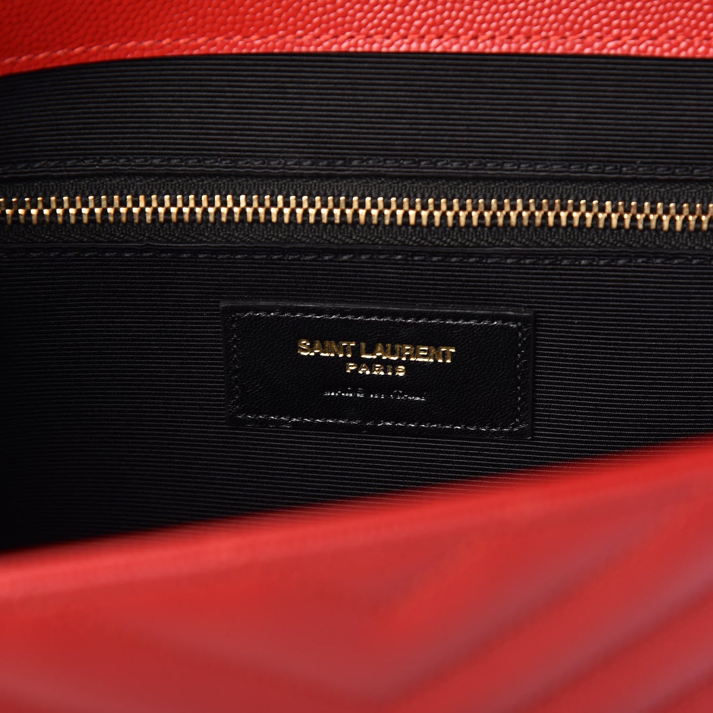 Grain De Poudre Matelasse Chevron Large Monogram Satchel New Red