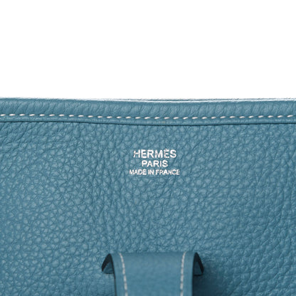 Hermes Taurillon Clemence Evelyne III GM Blue Jean 10 of 11