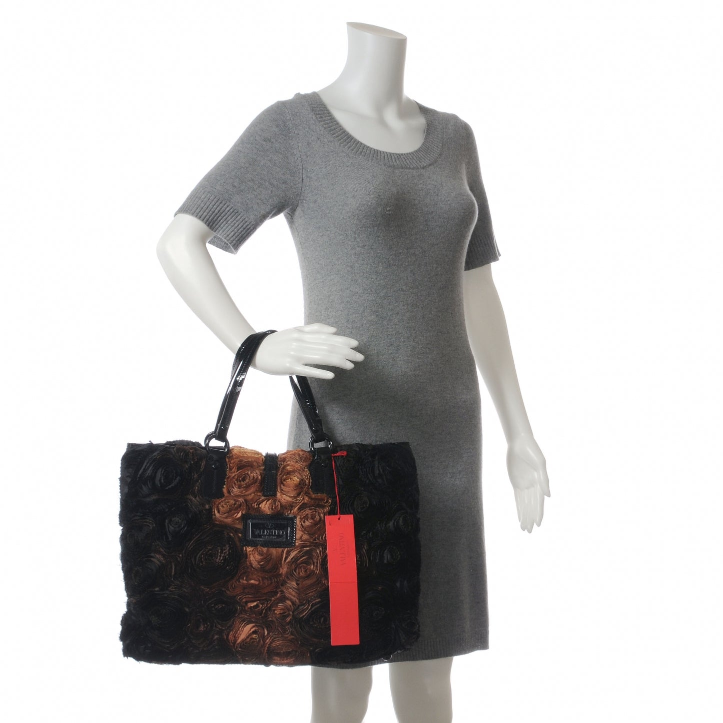 Satin Twill Rosette Tote Black