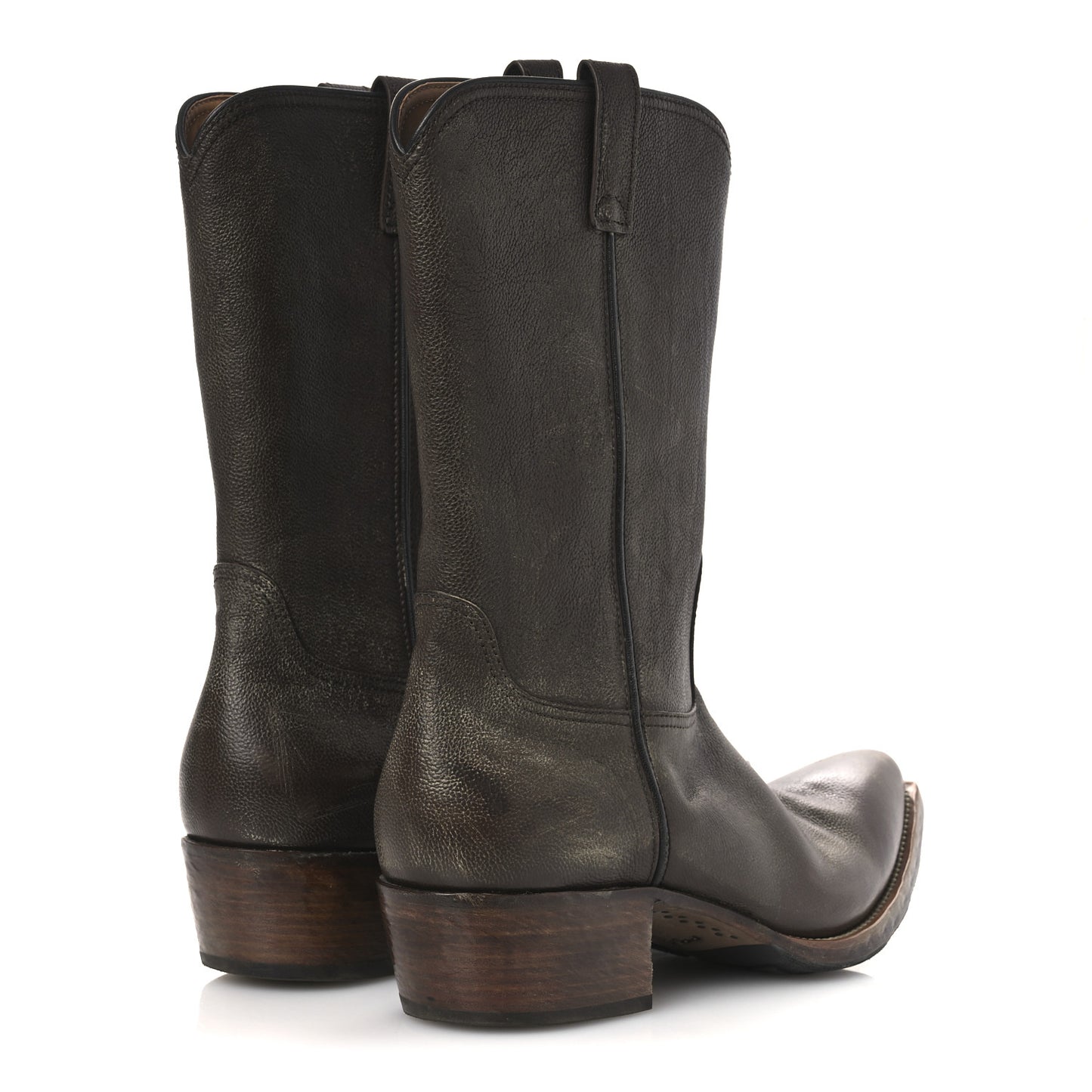 Distressed Calfskin Mens Cowboy Boots 10 Bruciato