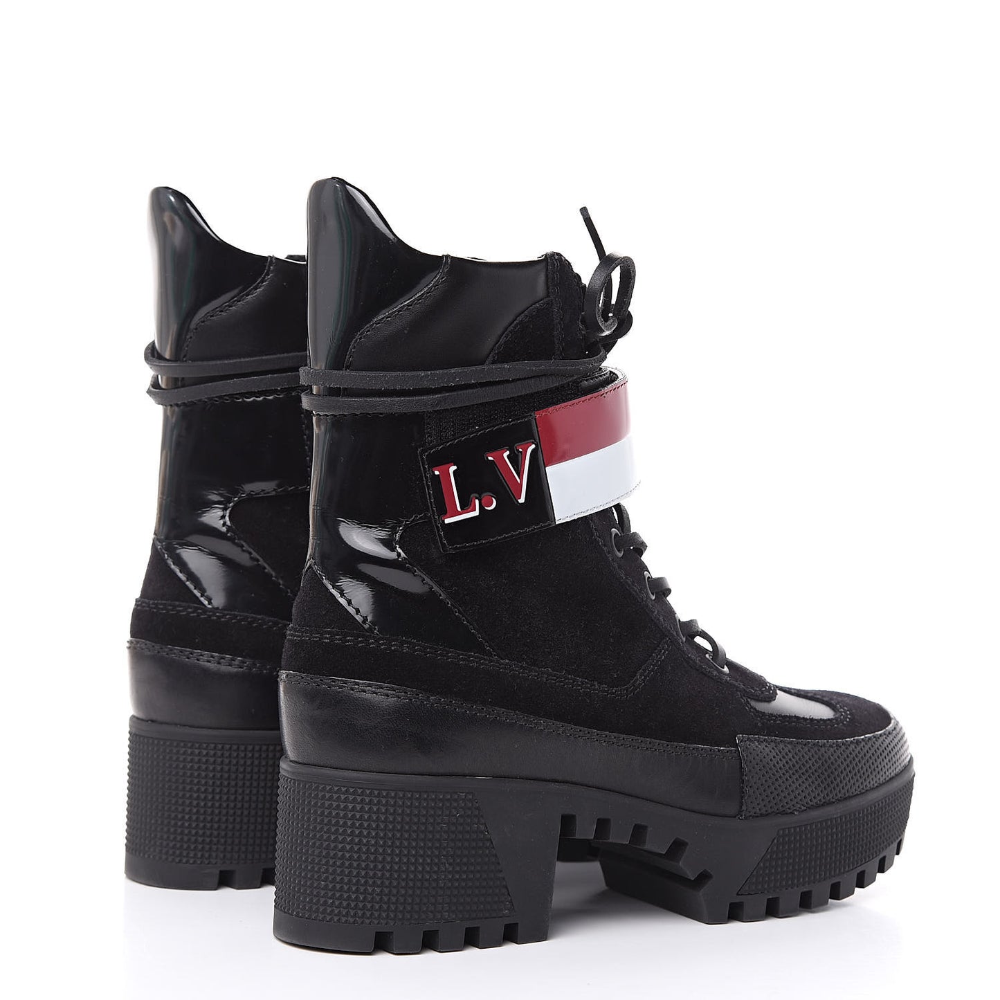 Suede Calfskin Laureate Platform Desert Boots Black 36