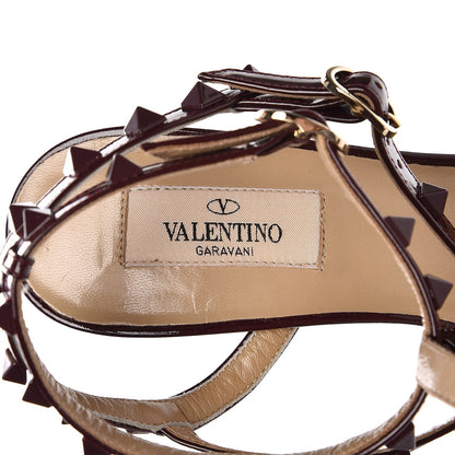 Valentino Garavani Patent Rockstud Ankle Strap Low Heel Pumps 38 Rubin 7 of 8