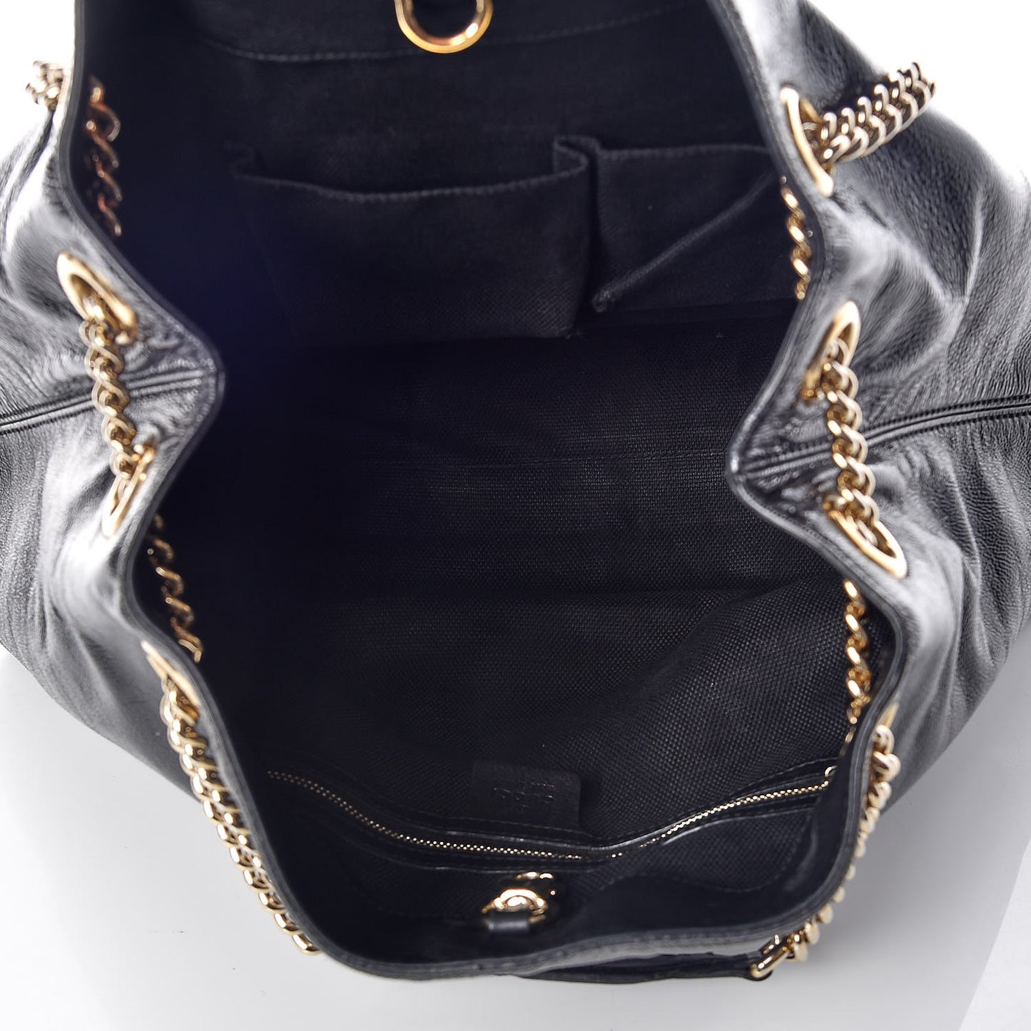 Patent Medium Soho Chain Shoulder Bag Black