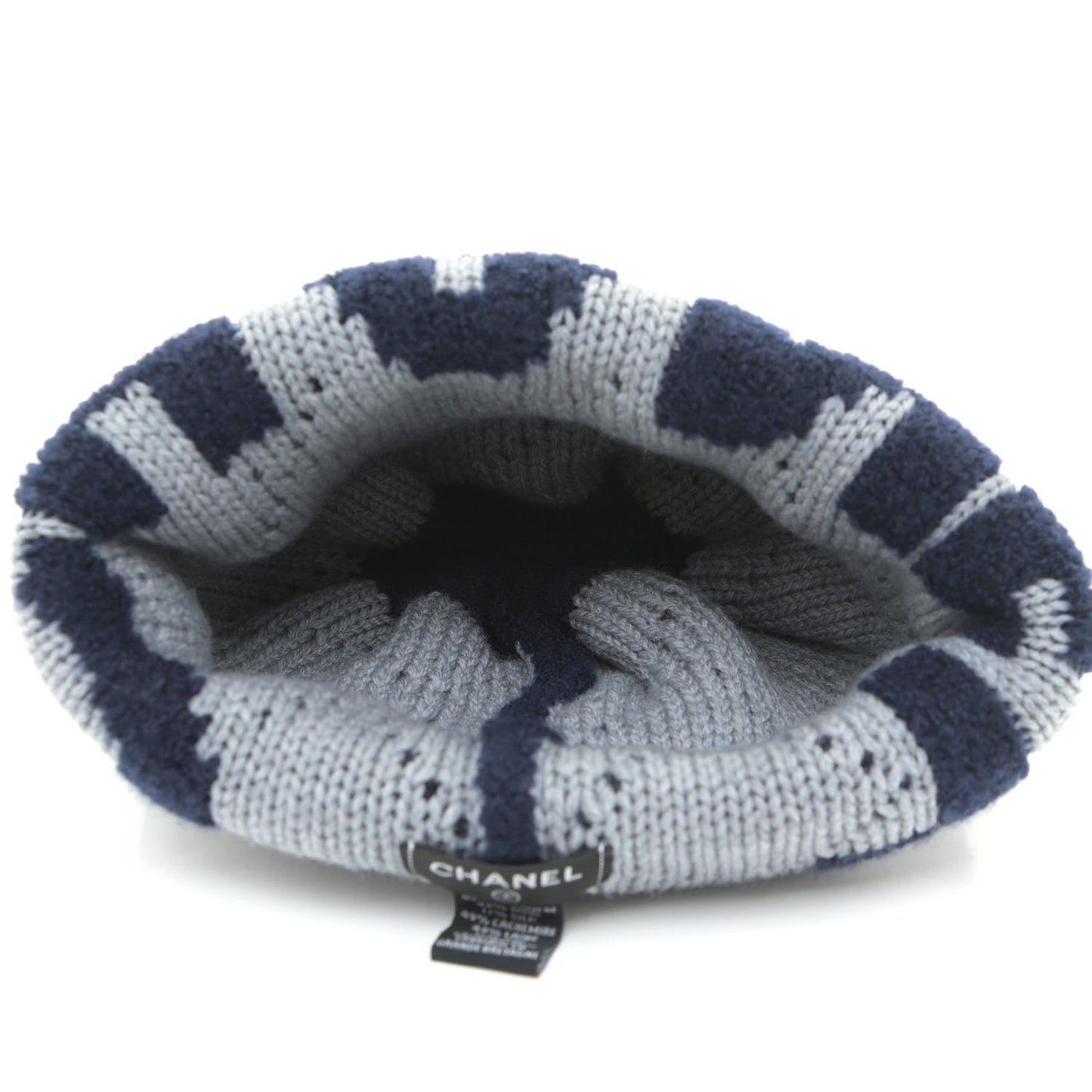 Cashmere Wool Silk Logo Beanie Hat Blue