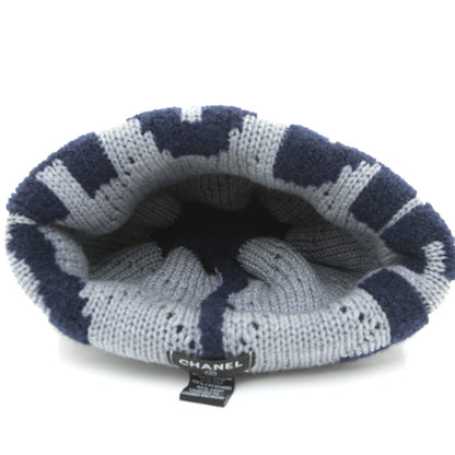 Chanel Cashmere Wool Silk Logo Beanie Hat Blue 4 of 5