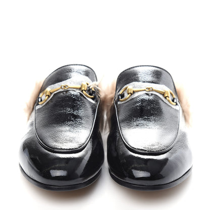 Gucci Patent Fur Womens Princetown Slippers 39 Black Natural 2 of 10