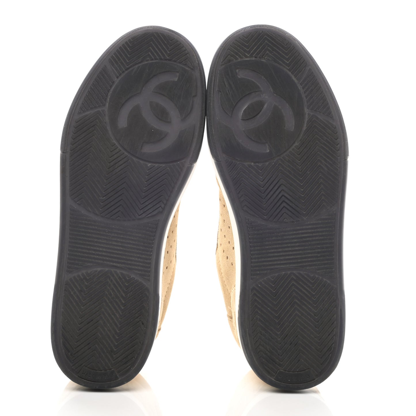 Suede Calfskin Logo Sneakers 38 Beige