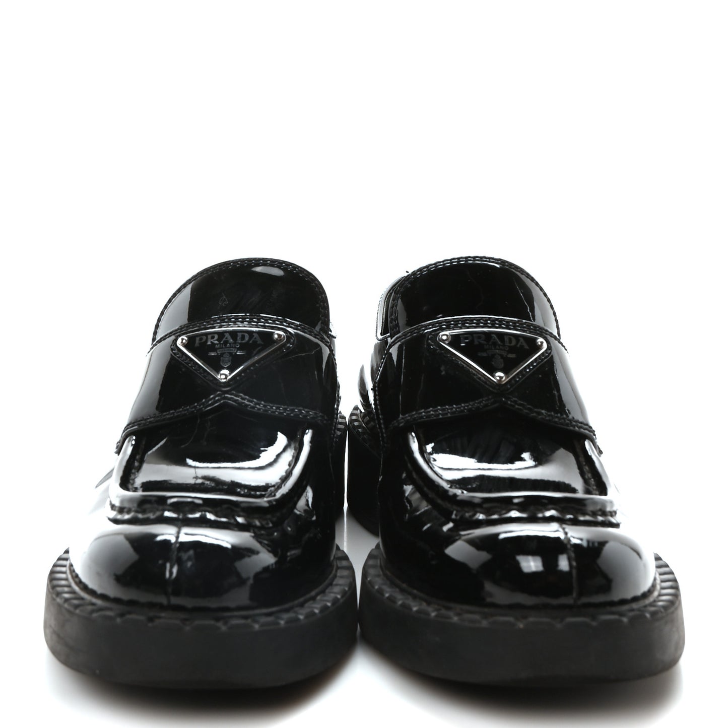 Spazzolato Metal Triangle Logo 50mm Loafers 36 Black