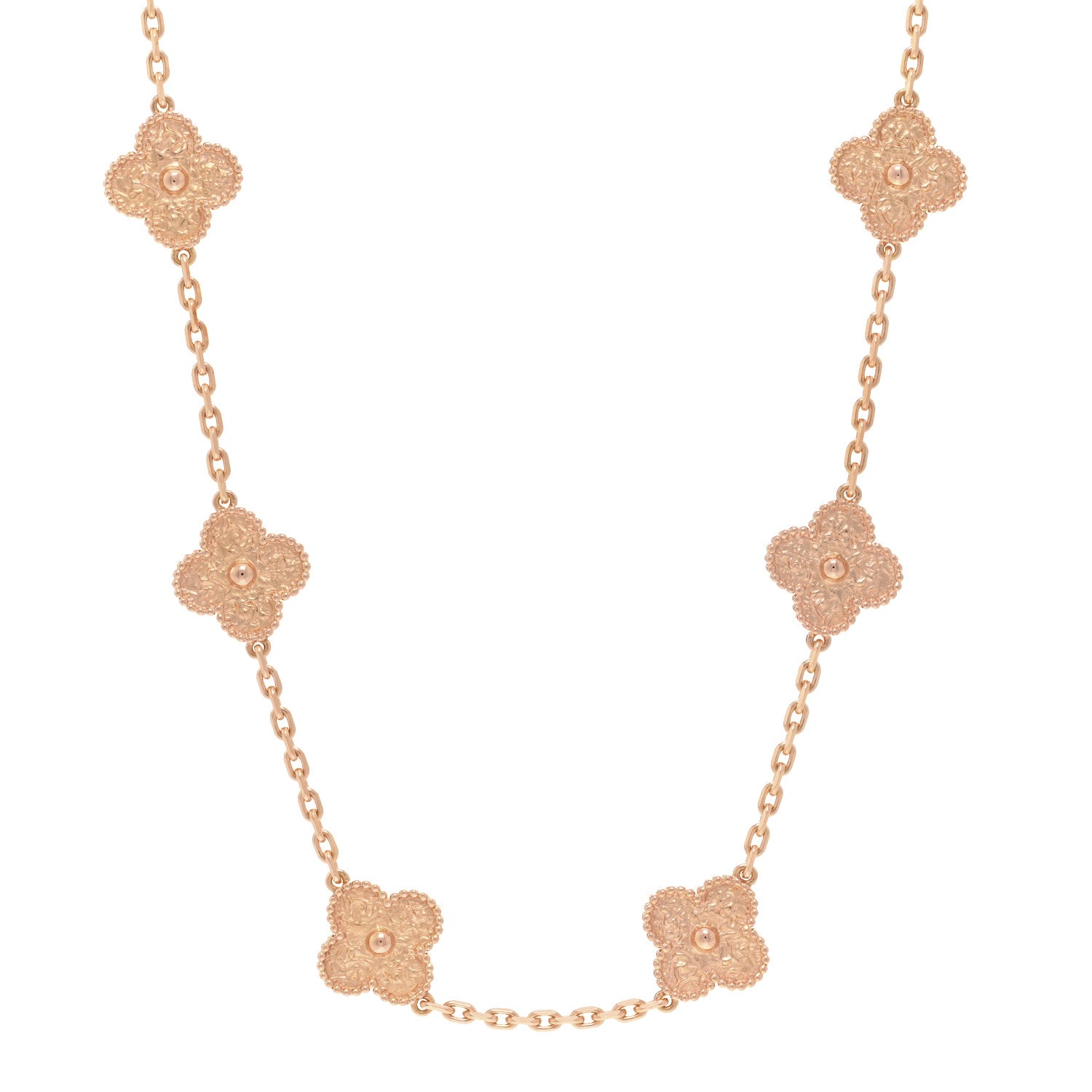 Van Cleef & Arpels 18K Rose Gold 10 Motifs Vintage Alhambra Necklace 1 of 4
