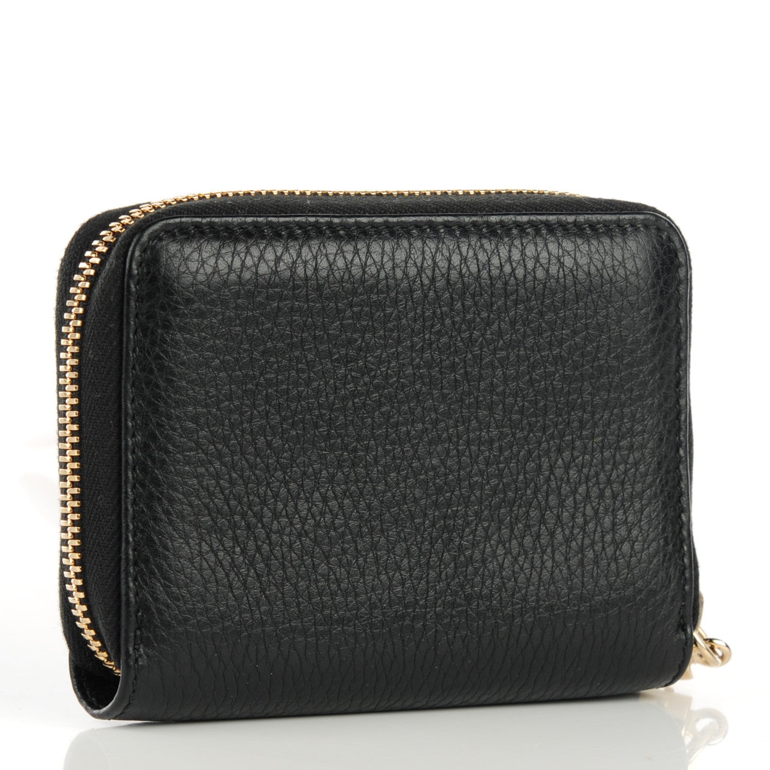 Gucci Pebbled Calfskin Soho Compact Disco Zip Around Wallet Black 3 of 7