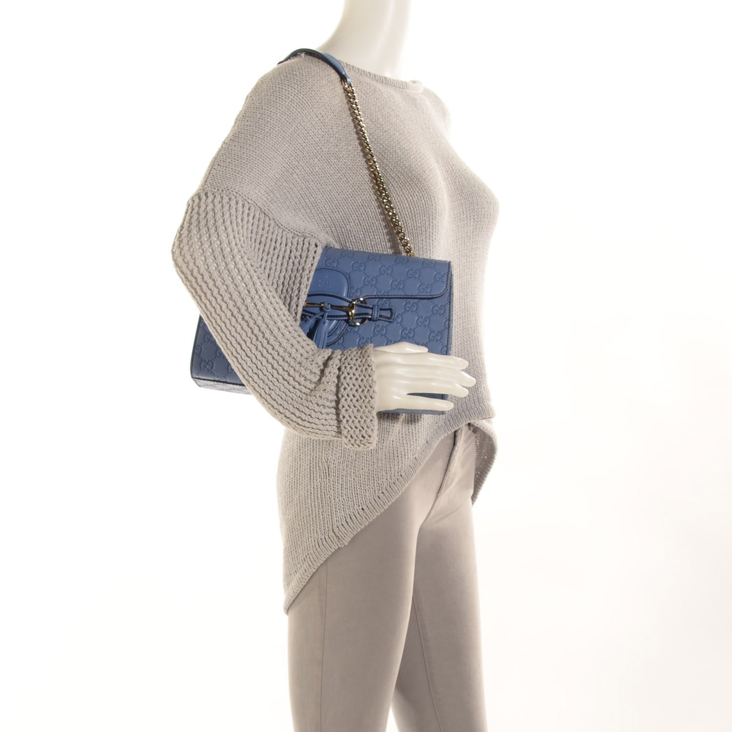 Soft Guccissima Medium Emily Chain Shoulder Bag Mineral Blue